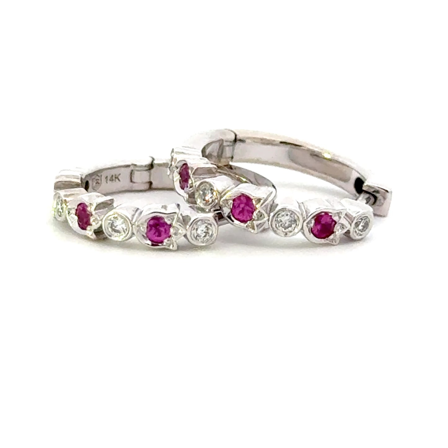 Adeline magenta sapphire and diamond earrings - Bramston Goldsmithing