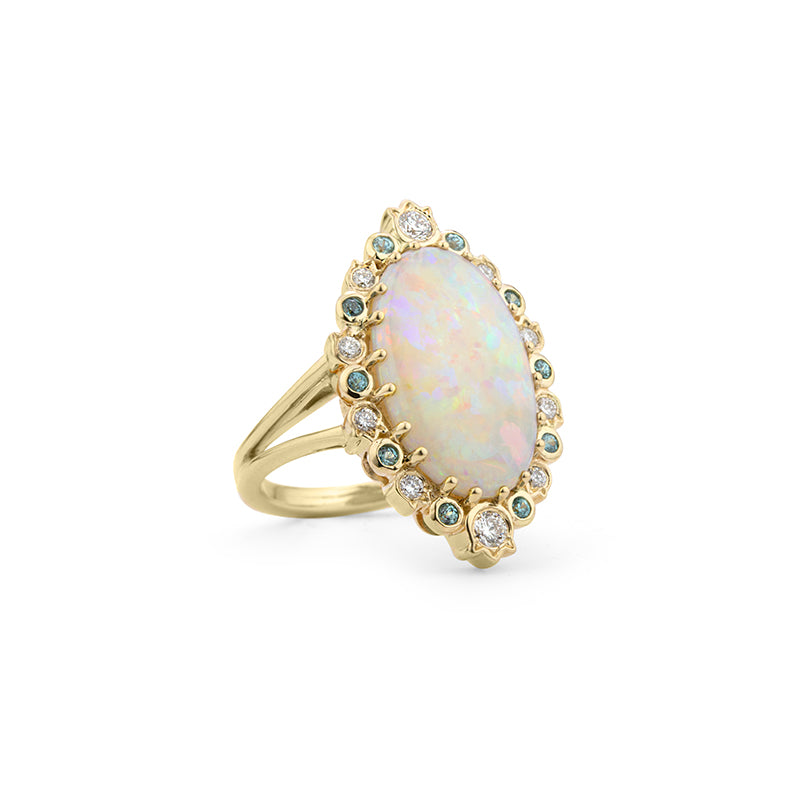 Willow Opal and Blue Zircon Ring